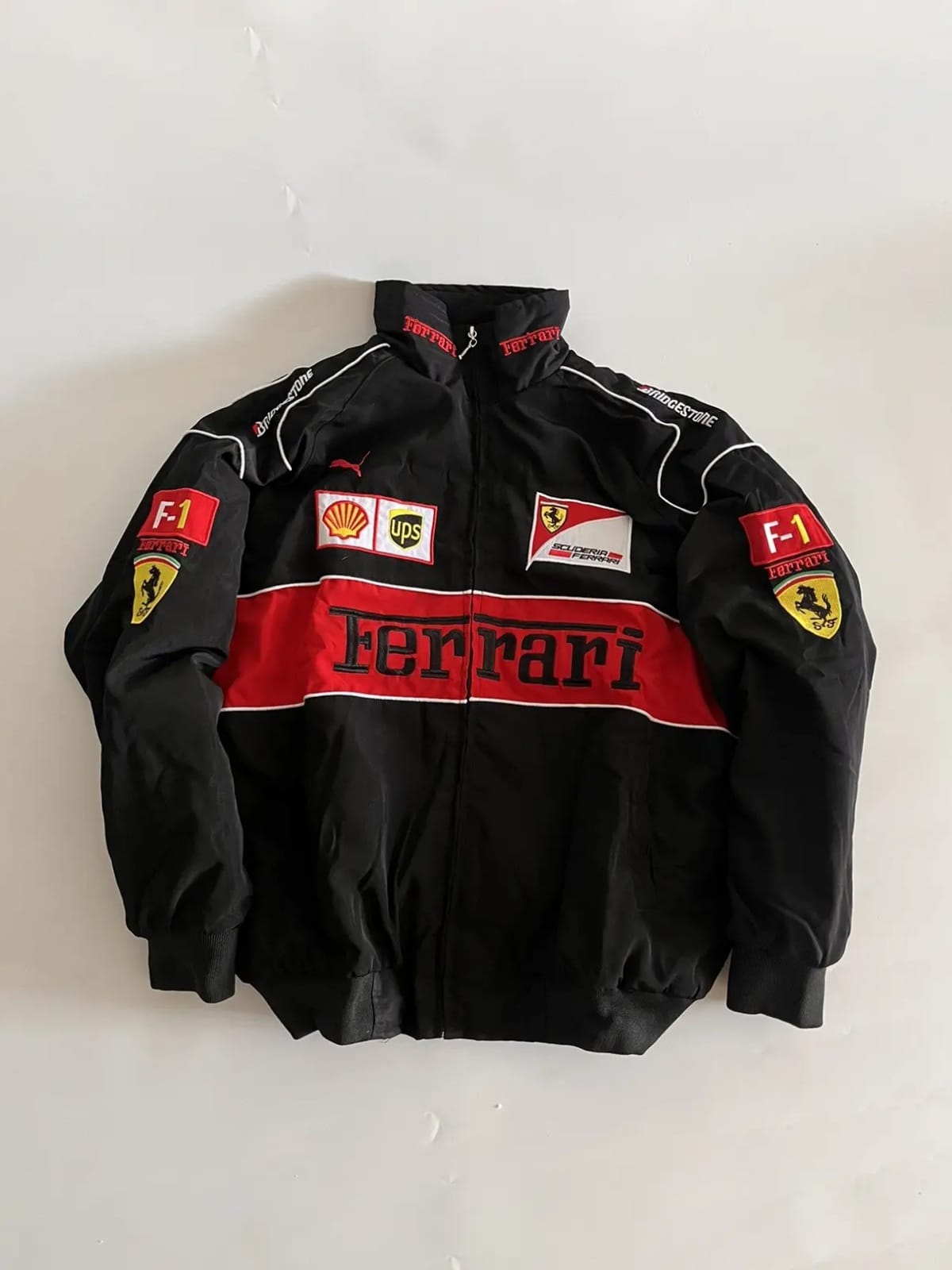 F1 Racing Jacket Black Red Embroidered Vintage Unisex New