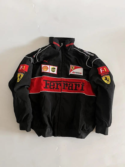 F1 Racing Jacket Black Red Embroidered Vintage Unisex New