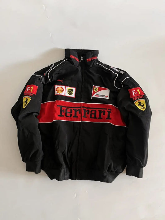 F1 Racing Jacket Black Red Embroidered Vintage Unisex New