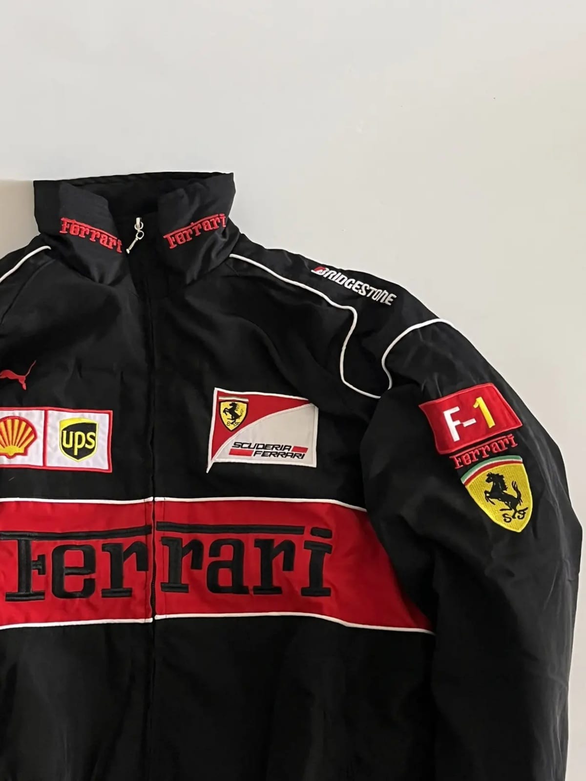 F1 Racing Jacket Black Red Embroidered Vintage Unisex New