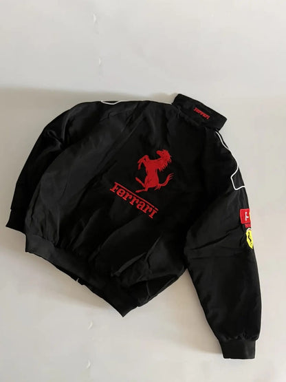 F1 Racing Jacket Black Red Embroidered Vintage Unisex New