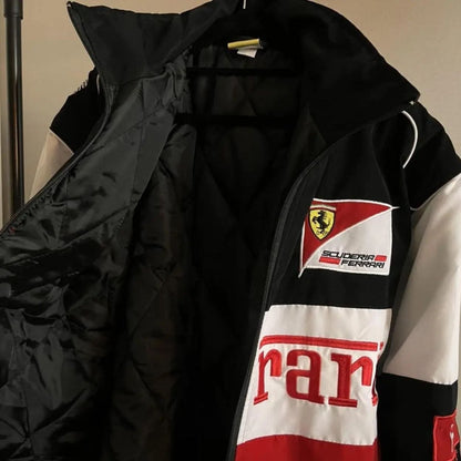 F1 Racing Jacket White Black Red Embroidered Vintage Unisex New